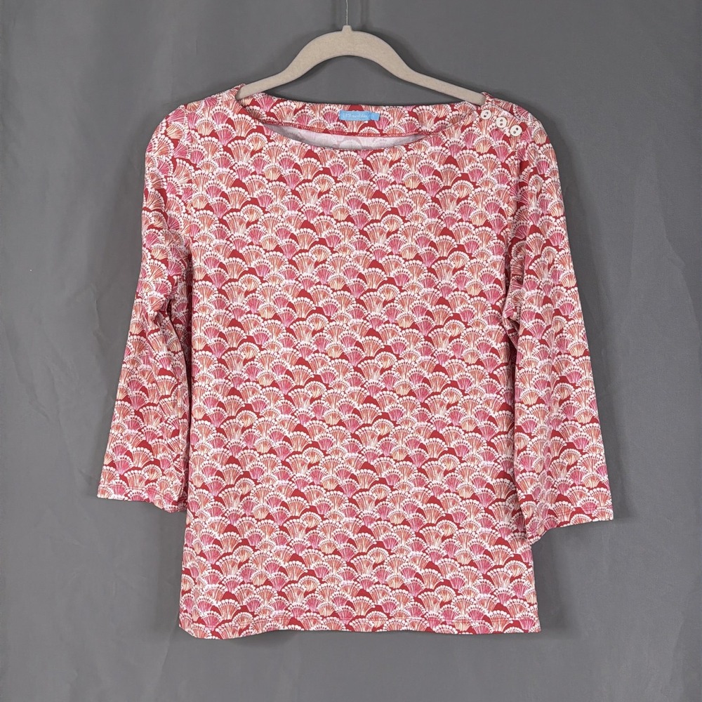 J. McLaughlin Catalina Cloth Top Womens Large Pink Floral Boat Neck 3/4 Sleeve